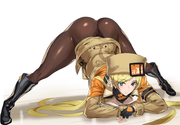 【パンツ絵注意/GGSTミリア】
今日はジャックオー実装の日!!

これは、ポーズチャレンジを
「身体柔らかいからこれくらいまぁ余裕よね」
ってドヤ顔でやったけど、
油断してお尻丸見えになってるミリアちゃん

#jackochallenge #GuiltyGearStrive 
#milliarage #アシオミリア 