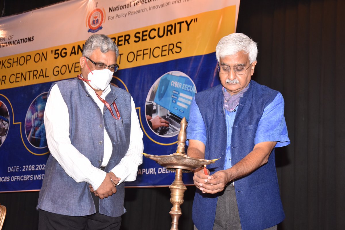 DoT_India's tweet photo. In consonance with Digital India Initiatives and to create awareness among officers of GoI about the power of 5G and to develop a culture of cyber security, #NTIPRIT, organized 1-day training programme on ‘5G and Cyber Security’ inaugurated by
Secretary (T)
#Cheer4India https://t.co/SGAJPhm9NS