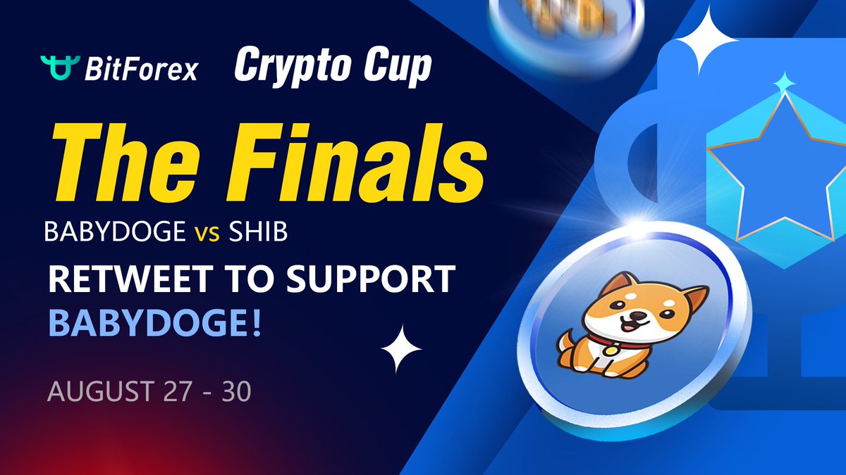 The finals: BabyDoge vs Shib If you support BabyDoge retweet this post! Remember that you can also vote for the token here: bitforex.com/en/cryptoCup/d… @BabyDogeCoin #BabyDoge #cryptocup #CryptoGiveaway