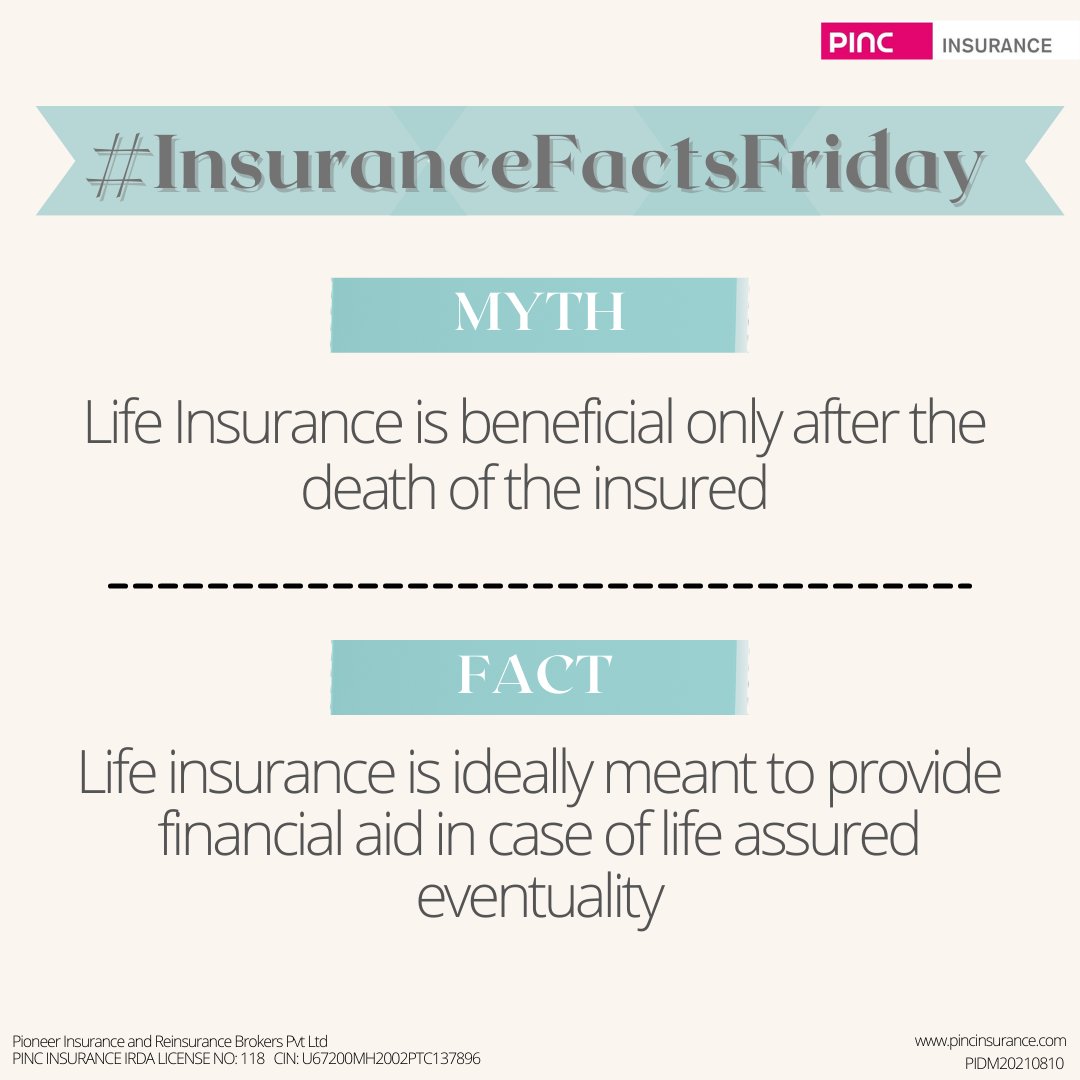 Here's another common myth related to Life Insurance. Let’s burst this myth with #InsuranceFactsFriday at PINC. Have you heard about this before? Let us know in the comments below.

#mythvsfact #insurancemyths #facts #LifeInsurance #Insurance #PINCInsurance