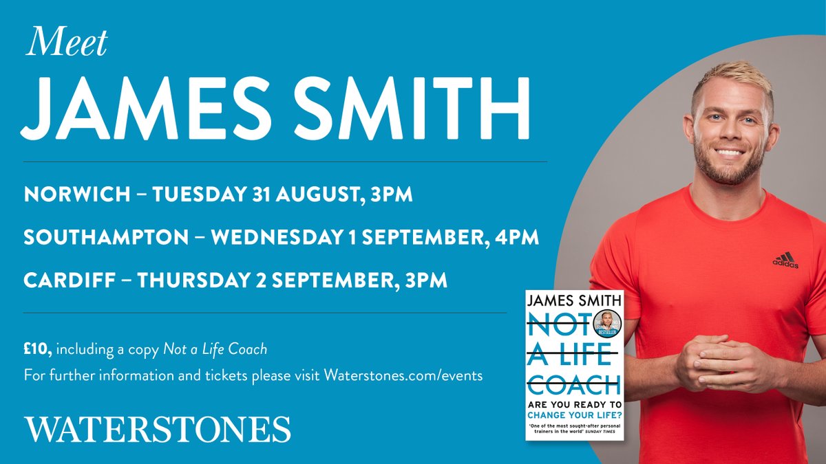 waterstonesWQ's tweet photo. BIG news! We will be joined by @jamessmithPT_ on Wed 1st September as he signs copies of #NotALifeCoach! We are so, so excited - get your tickets at https://t.co/iC6kENI5jl @HarperCollinsUK https://t.co/WmjydqkX4F