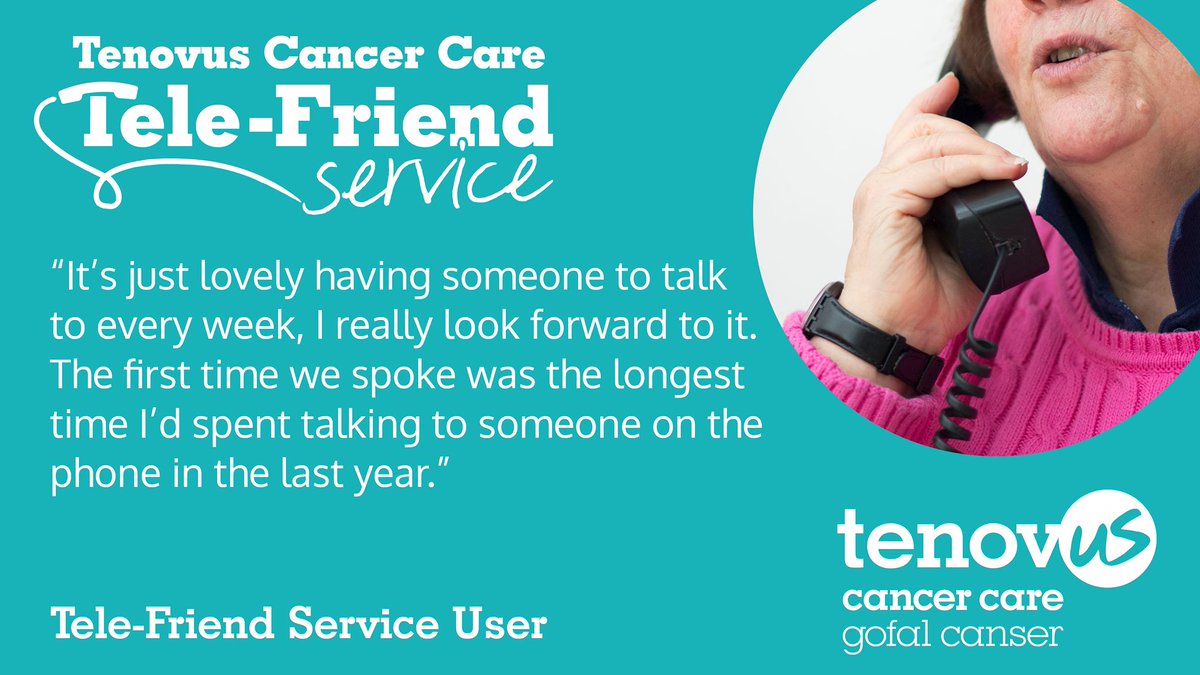 Feeling a little lonely? Fancy having someone to chat to? Our Tele-Friends service matches people affected by cancer with volunteers who will then make regular phone calls, offering a friendly uplifting chat to help combat isolation and loneliness tenovuscancercare.org.uk/how-we-can-hel…