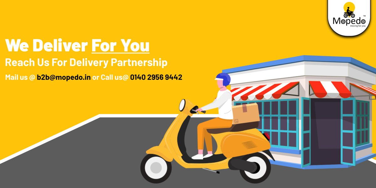 BikeTaxiService's tweet photo. #Mopedo makes it easy to serve your customers better with doorstep pick-up and drop-off deliveries. 

Partner With Us Now! 

#partnership #entrepreneurs #delivery #ecarts #ecommerce #business #partners #startups #businessgoals #goals #businesses #businessgrowth #startupindia https://t.co/LYFQ683Wae