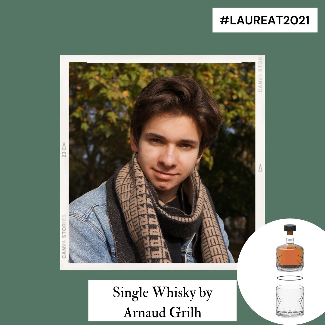 Arnaud Grilh est lauréat dans la catégorie spiritueux avec son projet Single Whisky 🥃 En forme de carafe, le verre est gravé d'un motif en losange, pour apporter de l'élégance et raffinement à ce flacon ✨ #laureat2021 #vda2021 #concoursdesign #design #spiritueux #verre #glass