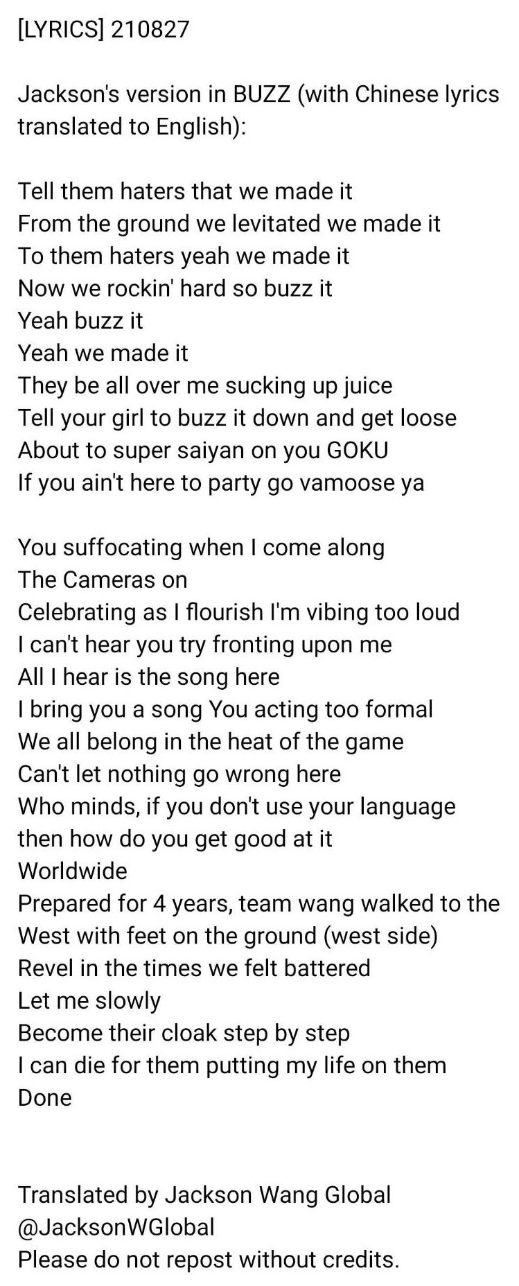 Jwg Backup Lyrics 2107 Jwgtrans Chinese Lyrics Translated To English Jackson S Verse In Buzz Revel In The Times We Felt Battered Let Me Slowly Become Their Cloak Step By