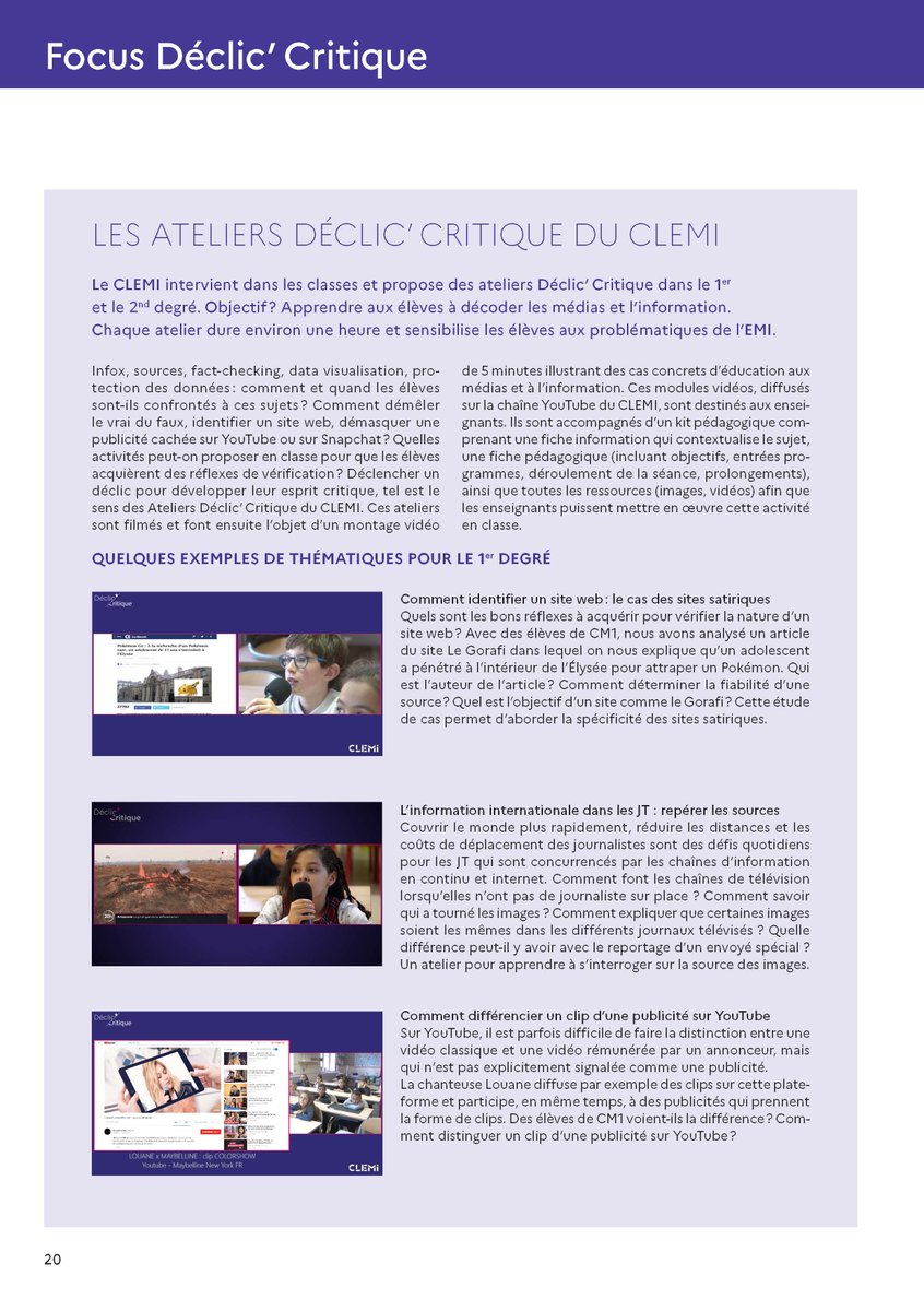 Décoder les médias et déjouer les infox avec les modules vidéo #DéclicCritique. Une formation à l’esprit critique en 3 axes : 
✅la fabrique de l’information,
✅les réflexes pour détecter les infox,
✅l’influence du modèle économique sur l’information.
➡️clemi.fr/fr/ressources/…