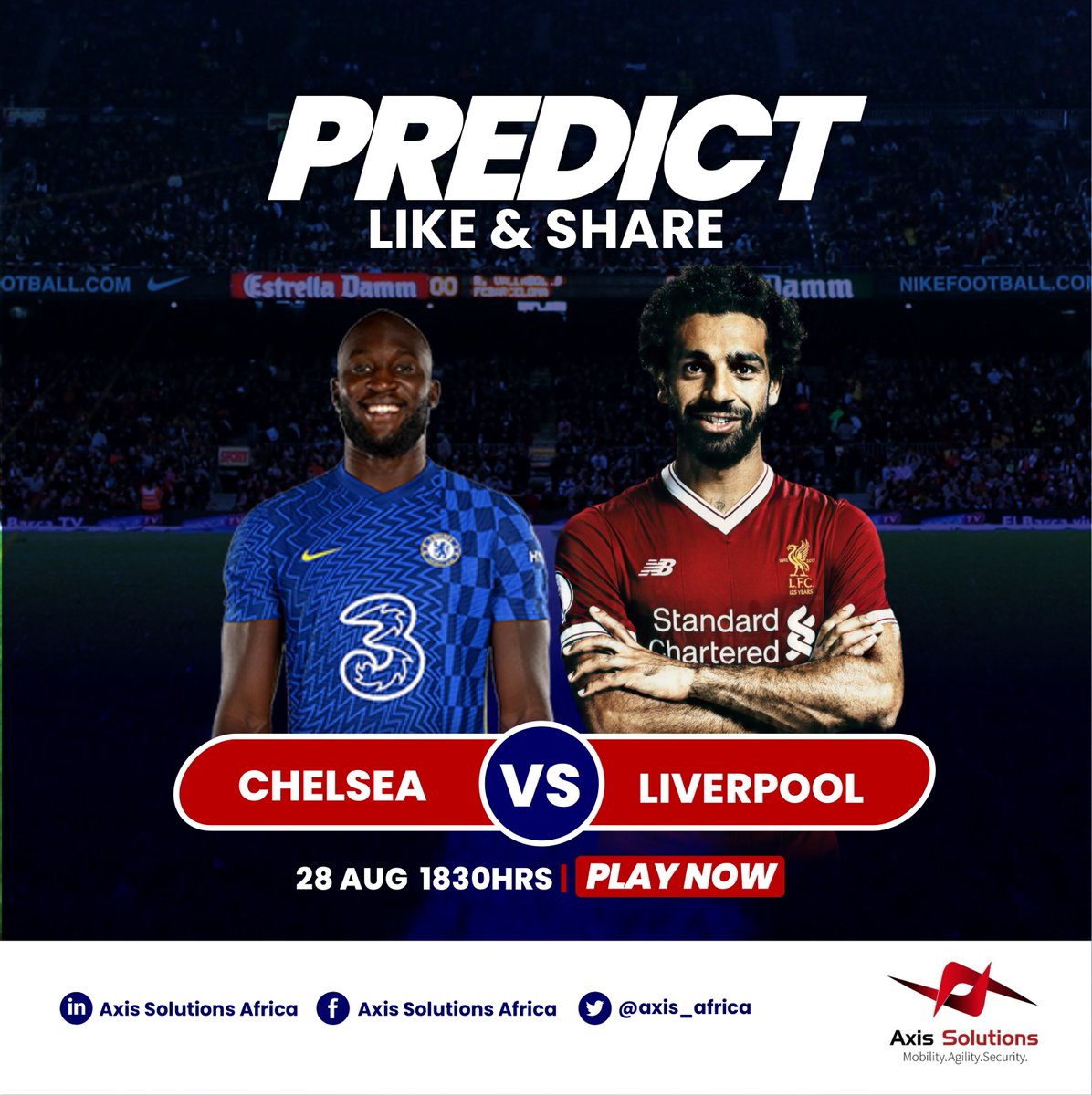 axis_africa's tweet photo. #GameHighlight
Battle of Giants!!!
Who's your money on😉?
Predict your scoreline, Like and Share on all our social media platforms.
#AxisSolution #cheliv #livche #Chelsea #Liverpool https://t.co/jcwhu9VLkj