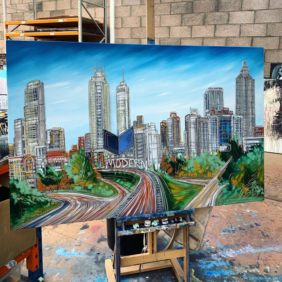 ‘Driving into Atlanta’… #ontheeasel #ontheeasel #finished #atlanta #companylogo #commission #studioday