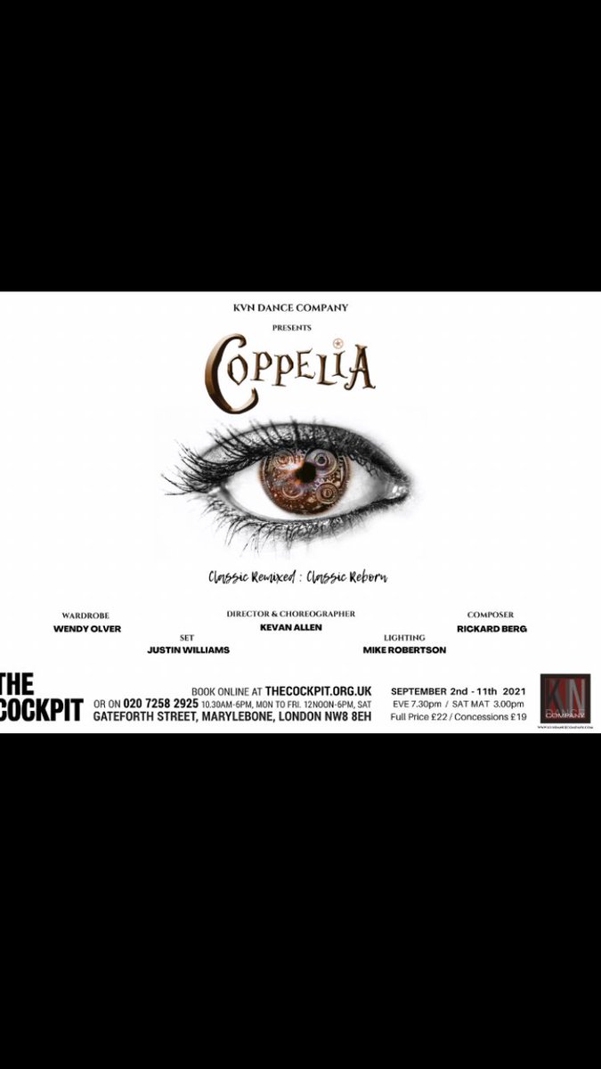 KVN Dance Company presents Coppelia at The Cockpit September 2nd-11th 2021.  Check out the company:-  kvndancecompany.com

#dance #show #performance <a href="/kevanallen/">Kevan allen</a> #coppelia