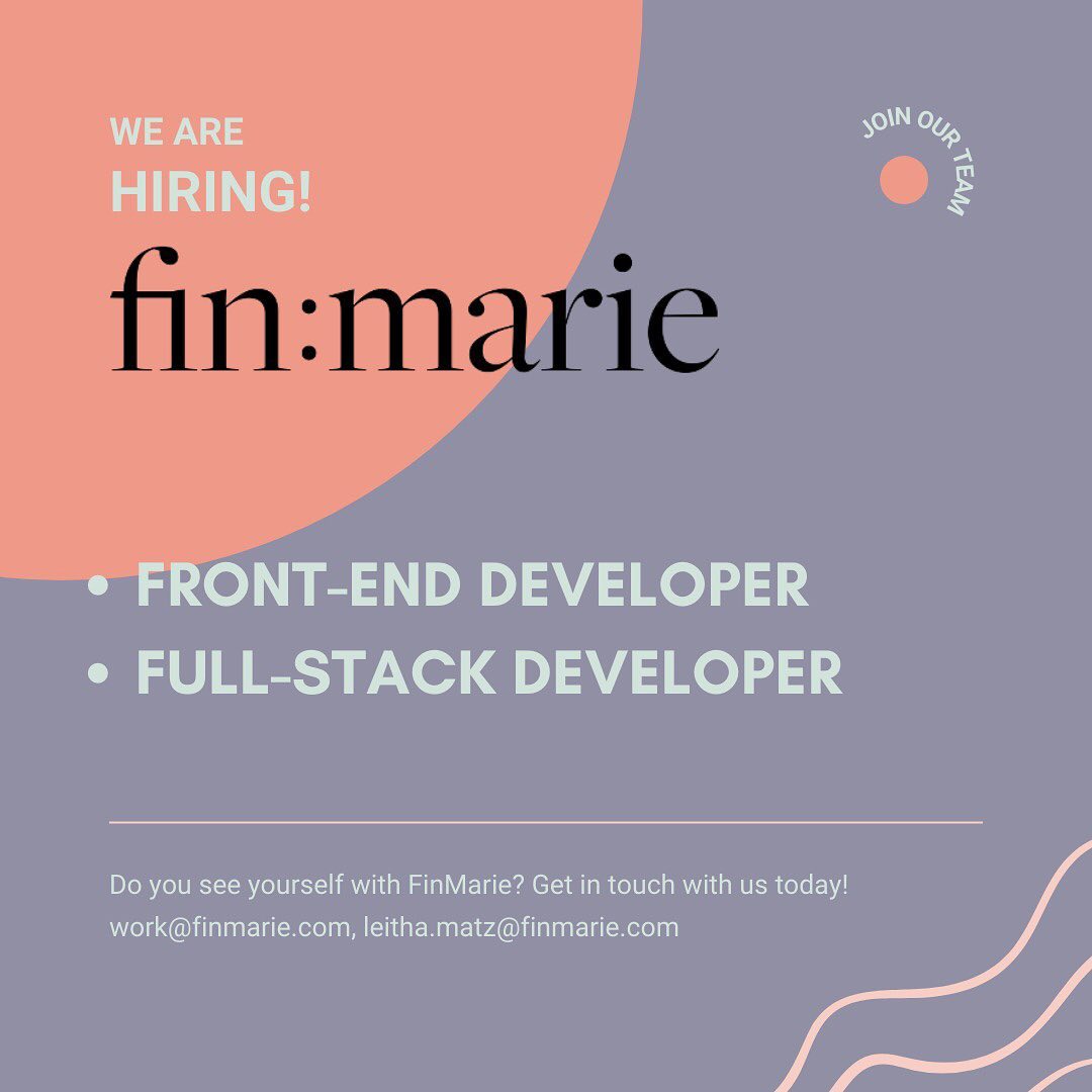 Our little team at <a href="/FinMarie_com/">FinMarie</a> is hiring (Berlin or Remote), so if you're doing great work in UI/UX, backend or frontend development, you like the idea of mission-driven work in the FinTech space and you think starting from scratch is exciting, let's talk!