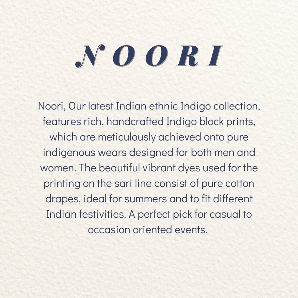 Noori : An Indigo hand block printed collection for your festive wardrobe 
.
.
.
.
#handblockprinting #handblock #noori #indigo #indigosaree