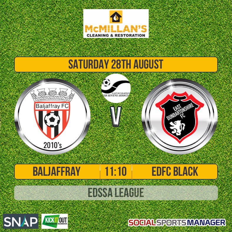 Back to @EDSSA2010 League action tomorrow for our team.

🗓 Saturday 28 August
🕒 11:10
🏟 Douglas, Milngavie
➡️ EDFC Black

#Baljaffray25Years #GrassrootsFootball