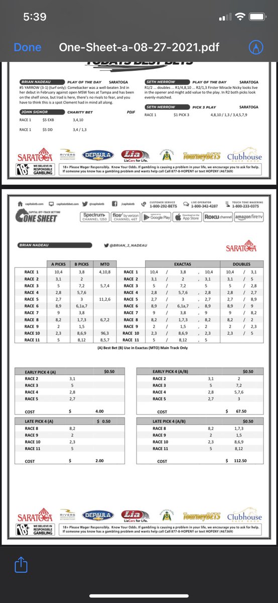 capitalotb's tweet photo. Itโs Friday before Travers Day. Here is the @capitalotb one-sheet w picks & plays for @TheNYRA @DelMarRacing #traversweek. @SethMerrow2 @Brian_J_Nadeau @COTB_Callahan @COTB_BENJAMIN best bets; spot plays. https://t.co/X7aiO5KXVZ