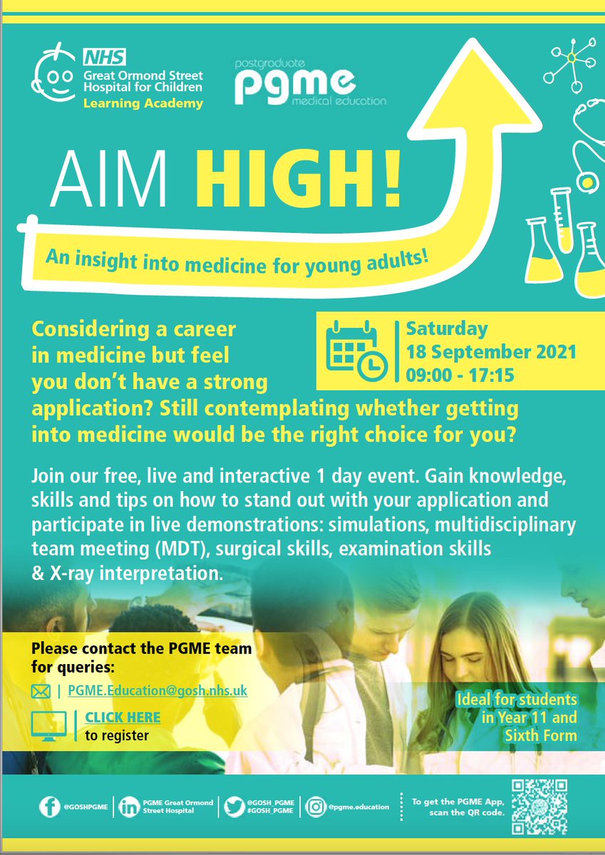 It's a while since we've been able to offer placements to our young visitors, so we're doing this instead!  If you're thinking of doing medicine we'd love to see you on 18th Sept!!