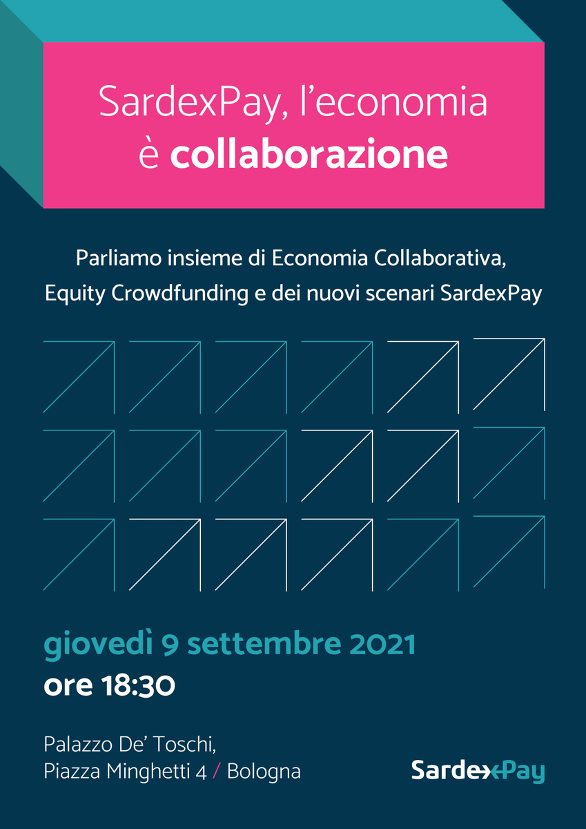Sardexnet's tweet photo. 🚀 Giovedì 09/09 alle 18:30 ti aspetta "#SardexPay, l'economia è collaborazione" un evento su #EconomiaCollaborativa, #EquityCrowdfunding e il nostro futuro.
Saremo anche con @bancaetica, @_ELITEGroup_, @ENIT_italia, @fondaz_sardegna.
Segui qui la diretta: https://t.co/frgdWK002H https://t.co/z8Nb3z7lnU