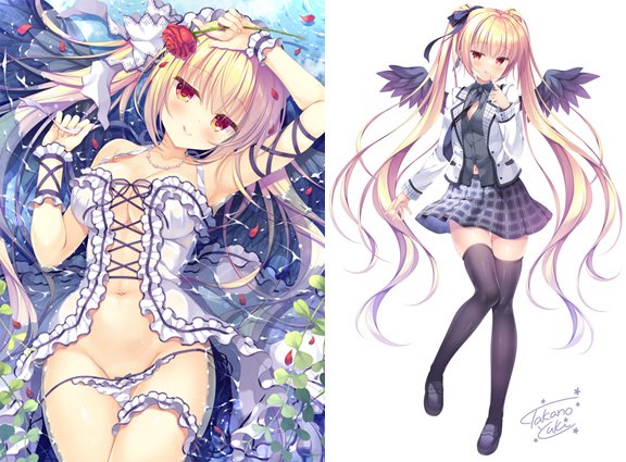 ↑こちらの初ちゃん絵と↓の堕天使ちゃん絵で
グッズの受注生産を予定してます～!
近日、受付開始できるようがんばります💪 