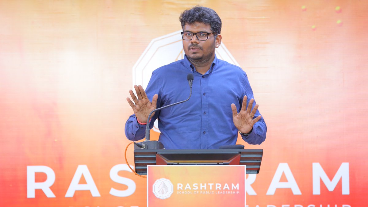 rashtramspl's tweet photo. The inaugural cohort of RAP was initiated into a learning journey through a 'rashtra-sankalpa' - A commitment to the society - The inaugural address by Sri @jsaideepak emphasized the need for courage, clarity and resilience. #runningthread #RashtramAcceleratorJourney https://t.co/mXuom106NL