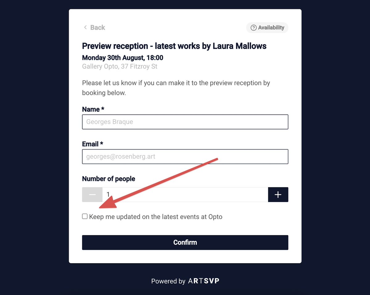 ARTSVP1's tweet photo. ARTSVP makes it easy to grow your mailing list. On average 30% of bookings will opt into your mailing list. https://t.co/0GFQ1ip32H https://t.co/3R2yEXpuW6