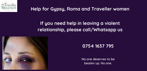 We have a domestic abuse helpline for Gypsy, Roma and Traveller women seeking support in an abusive relationship. 

It is confidential and led by our women’s worker!

Please contact on the number below 👇