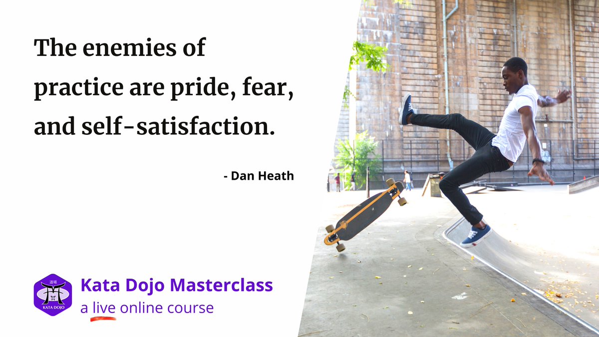 To practice requires humility but it surely isn't a sign of weakness. Many successful people are famously disciplined about practice.
- Dan Heath
How are you practicing your coaching skills? Final enrollment for the 2021 Kata Dojo Masterclass starts Monday kata-dojo.com/masterclass