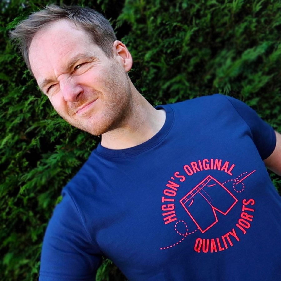 Ian wearing our Jorts tee