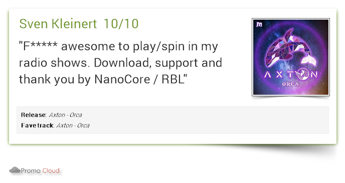 MainstageRec's tweet photo. Sven Kleinert supports: Axton - Orca 10/10 #newrelease https://t.co/Fm5PfTAmPq https://t.co/RPEhnikeLB