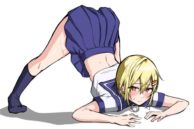 例のポーズと鉄壁のスカート 