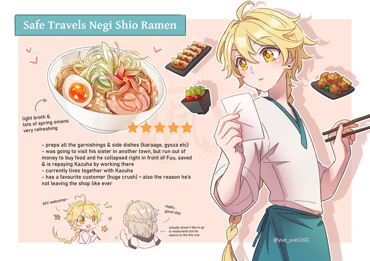 yue_yue1102's tweet image. Sous chef #aether! He was supposed to visit Lumine...