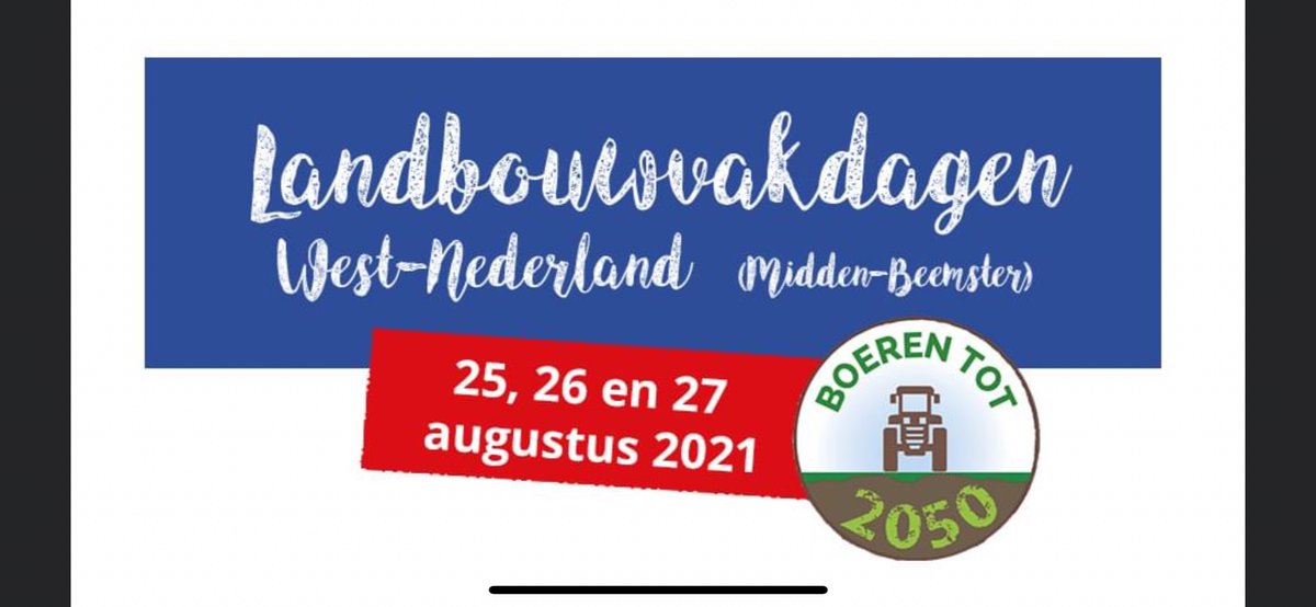 Vandaag laatste dag beurs in de Beemster. U bent welkom op onze stand. Mocht het vandaag niet lukken. 1, 2 en 3 September staan we op de land en tuinbouwbeurs te Enter.
#agrarisch, #NoordHolland, #boeren, #melkveehouders, #Overijssel, #Gelderland, #Twente