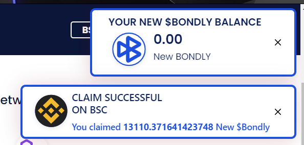 PhamWeilx's tweet photo. @BondlyFinance @apcbarros I have the same issue. It doesnt work although It shows successfully claimed! I had add new contract Bondly in metamask BSC chain https://t.co/cB77dS1DNB