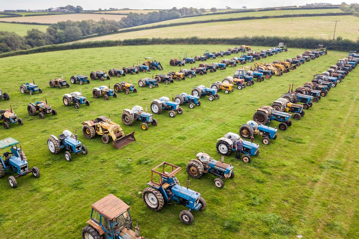 Philip Warren is auctioning the collection of 83 vintage Ford tractors he has built up since 1989 and keeps parked at his farm in Beaworthy, Devon
Credit: SWNS