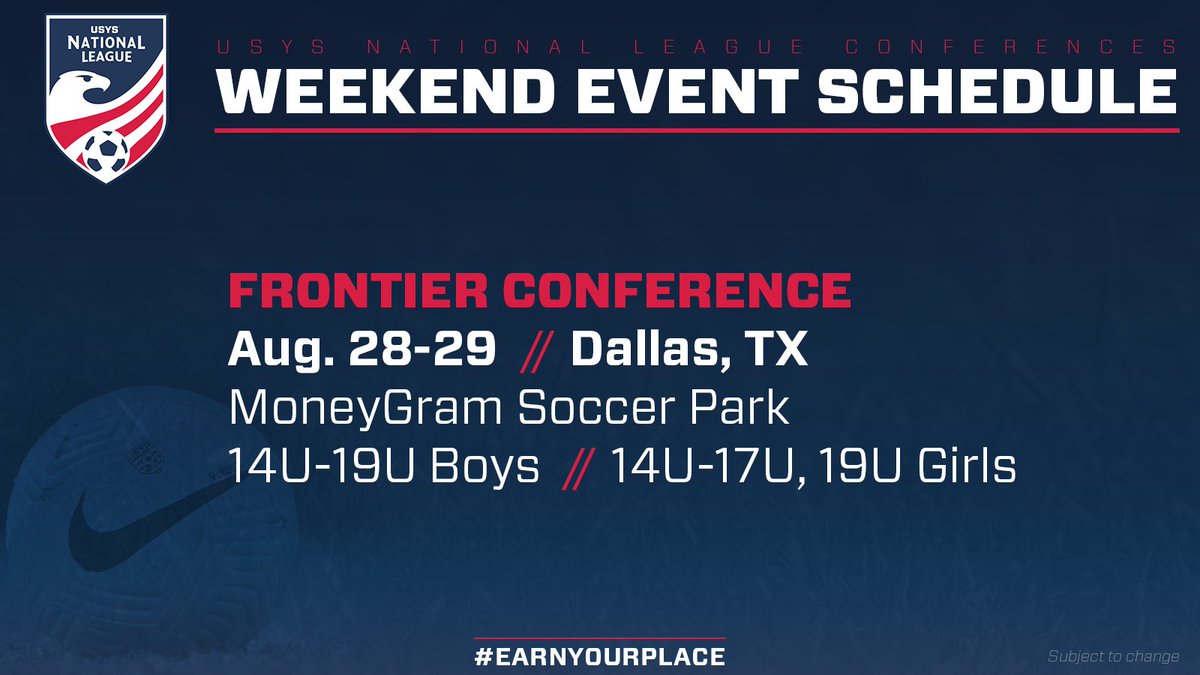 NationalLeague's tweet photo. More early-season action taking place this weekend, including a Frontier Conference event in Dallas! #EarnYourPlace⚽️ https://t.co/hkQDqRMs63