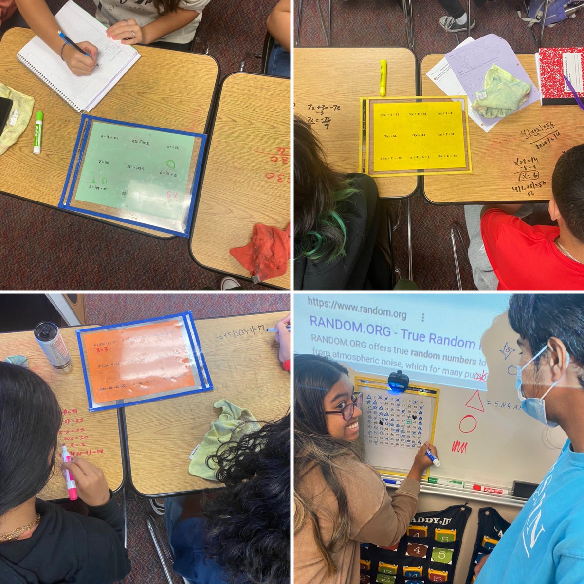 KortneyLovesMTH's tweet photo. Using a great resource from @mathequalslove 2 practice solving absolute value eqns,I love it b/c even the underdog can win Problems are given @ various degrees of difficulty, they get prize spaces on a 100 chart, lottery drawing at the end! #WeSlayMath @FISDSecmath #LibertyLearns https://t.co/e2Iwjmts6Y