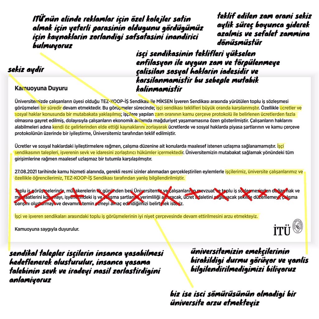 İTÜ yönetimi işçi öğrenci dayanışmamızdan korkmuş olmalı ki çözümü yüzlerce işçinin iradesini çiğnemekte buluyor.

Tekrar söyleyelim, bizim tarafımız net. Sermayeye peşkeş çekenlerin değil, bizlerin yarınlarını elleriyle üreten emekçilerin yanındayız!
#İTÜişçininhakkınıver
