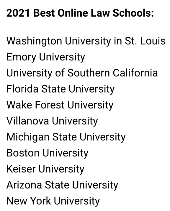 EdSmart "a nationally recognized publisher of college resources and independent rankings," but actually a paid lead generator, just ranked "Best Online Law Schools." Keiser Univ (whose CEO loves rankings) comes in at #9. Keiser doesn't have a law school. 
digitaljournal.com/pr/edsmart-ann…
