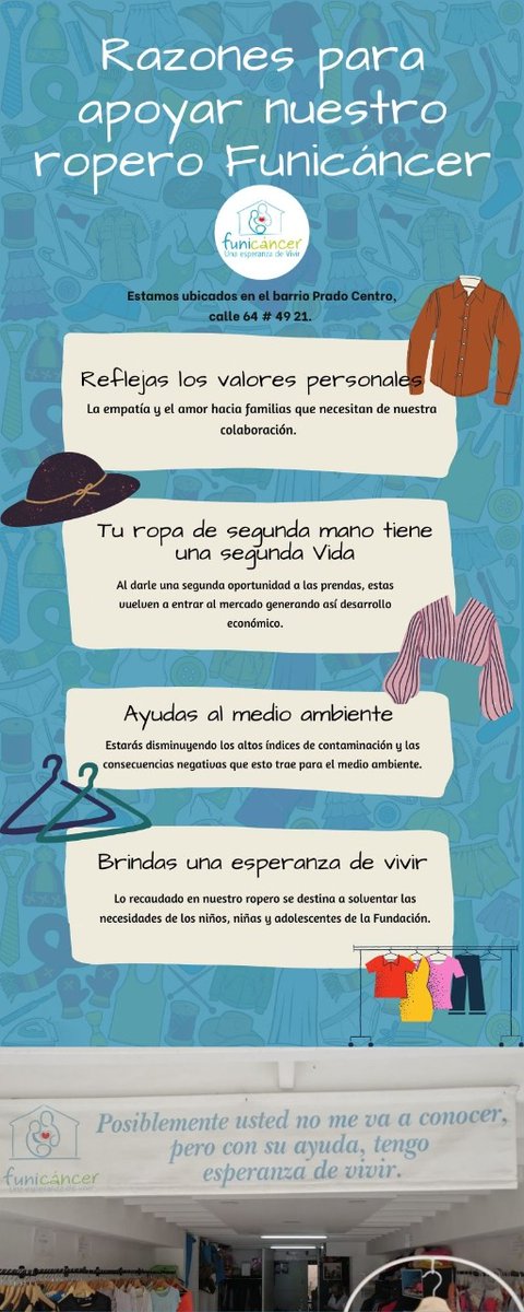 FFunicancer's tweet image. Razones para apoyar nuestro ropero Funicáncer

#funicancerfundacion
#funicancer
#unaesperanzadevida