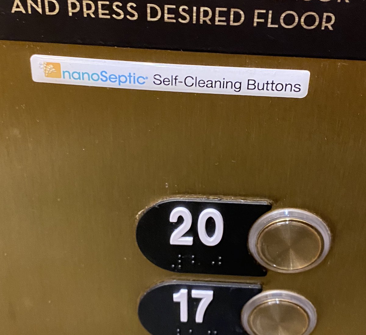 In Maryland at <a href="/LiveCasinoMD/">Live! Casino & Hotel Maryland</a> for an <a href="/EventGardeLLC/">Event Garde LLC</a> client event. I’m intrigued by these elevator buttons and their supposed self-cleaning skills. I may want a whole house made of this technology!