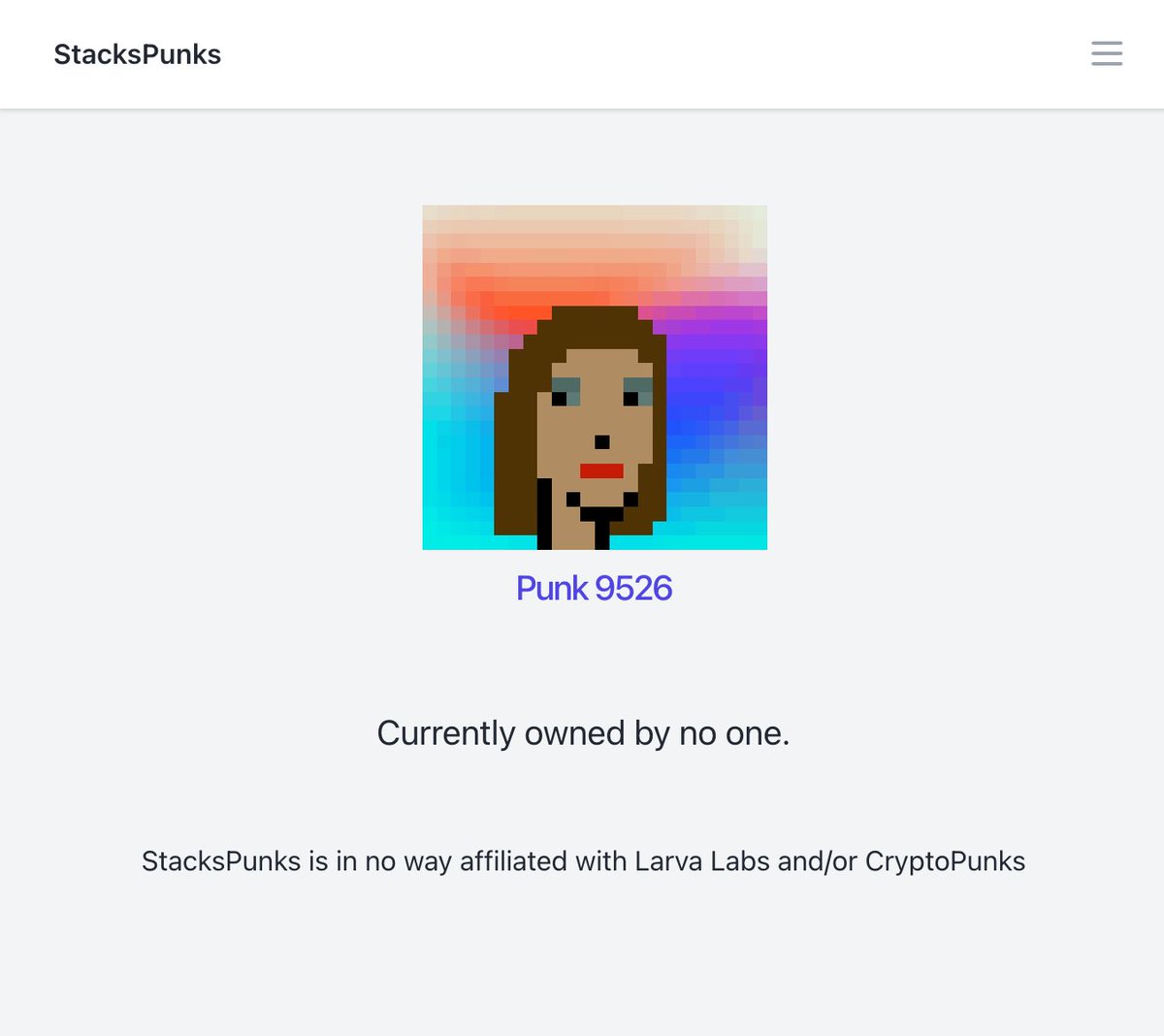 btcidiot's tweet image. @PunksOnStacks If #9526 was minted, why does it say “owned by no one”? I’m the owner… This is worrisome because I spent 100 STX for this punk, is there a bug the contract? 🚨 #StacksPunks