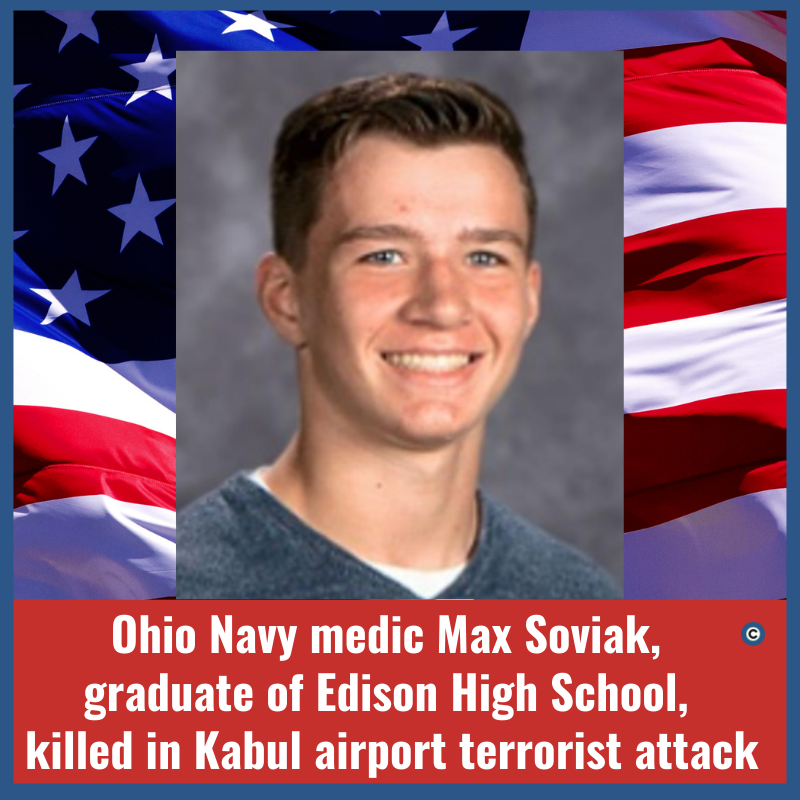 clevelanddotcom's tweet photo. An Ohio Navy medic from Milan died Thursday in the Kabul terrorist attack that killed 13 U.S. service members and more than 100 Afghans. Max Soviak was a 2017 graduate of Edison High School. https://t.co/XzXgtzWL3C