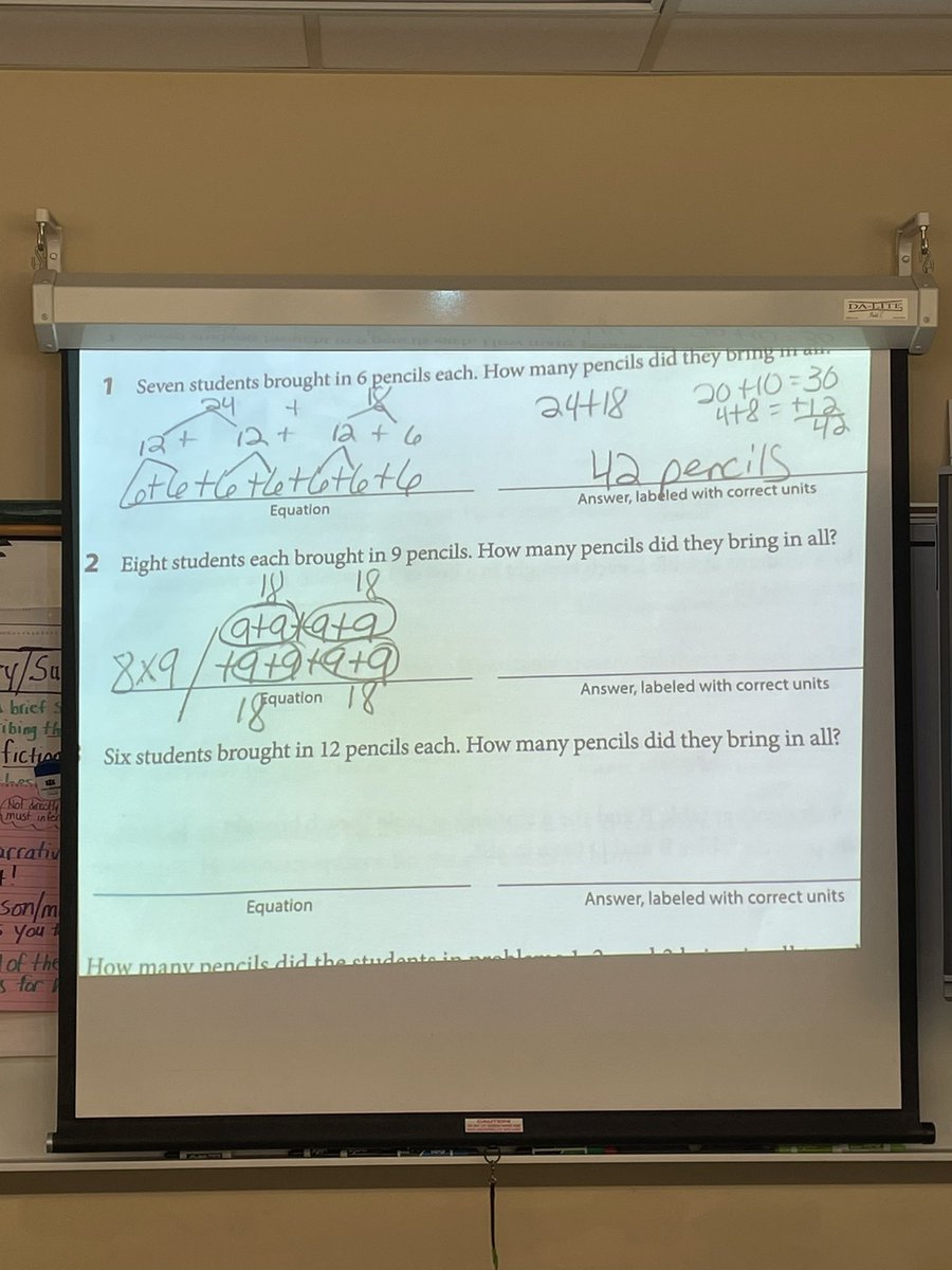 4th graders in Mrs. Rallis’ room tackling 8x9 and how to solve it today in math. One student suggested using loops and groups. Such great problem solving skills happening!!