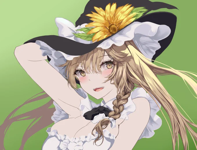 今描いてる魔理沙ちゃんです。
明日の20時投稿予定です。 