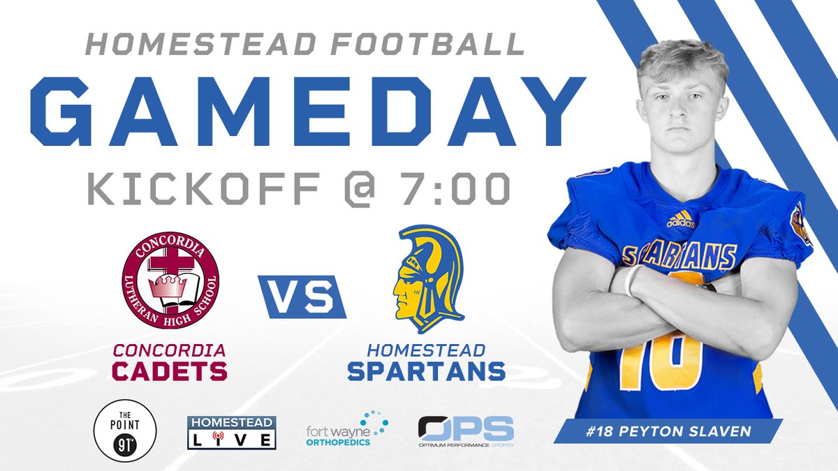 🏈GAMEDAY🏈
🏟️Dave Walters Memorial Stadium
🆚<a href="/CLHSCadets/">Concordia Luth. HS</a>
🕖7PM
📍Fort Wayne, IN
📹youtu.be/X9SNY0dVJCo  
📻91.1 FM - wcyt.org