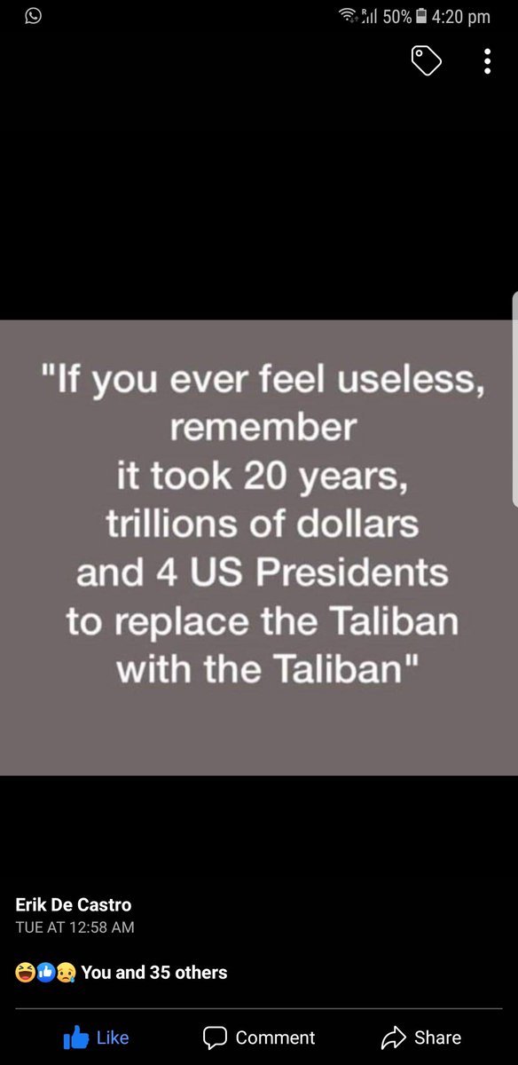 The US war in Afghanistan has been so nicely summarized here.

From Eric Decostro's Facebook