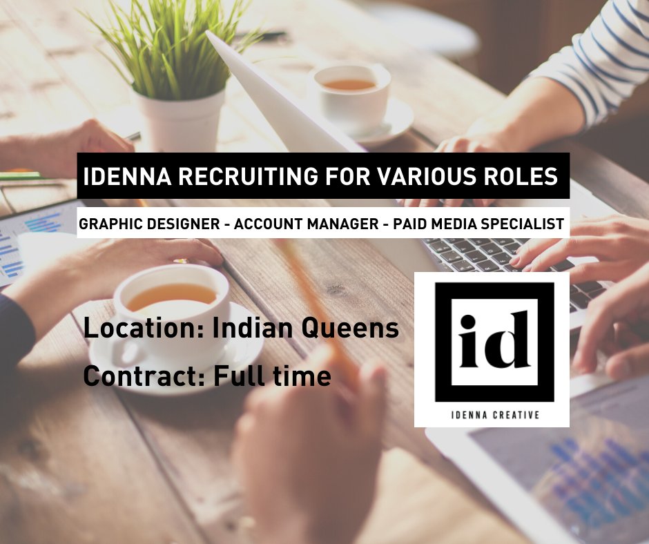 UPJobs_Cornwall's tweet image. @Idenna are recruiting! 

This status-quo-crushing creative agency is recruiting for the following positions: 

👉 Graphic Designer: bit.ly/3sPleUt
👉 Account Manager: bit.ly/2UQYu9U
👉 Paid Media Specialist: bit.ly/3gDS9Gy

See details and apply today!