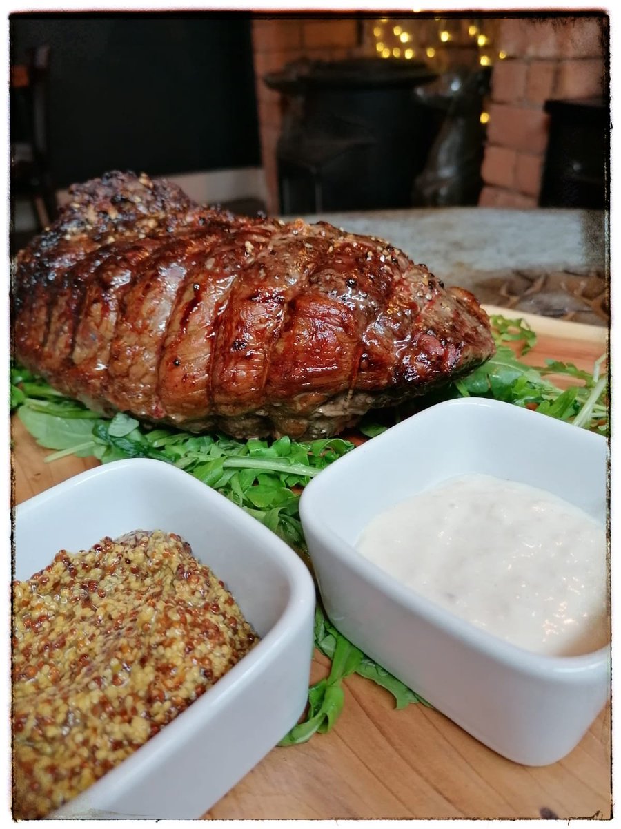 Roast beef, ready for your roast beef and mucky dripping sandwich, with a side if herby roasties and a pot of your very own proper gravy... whats not to like x