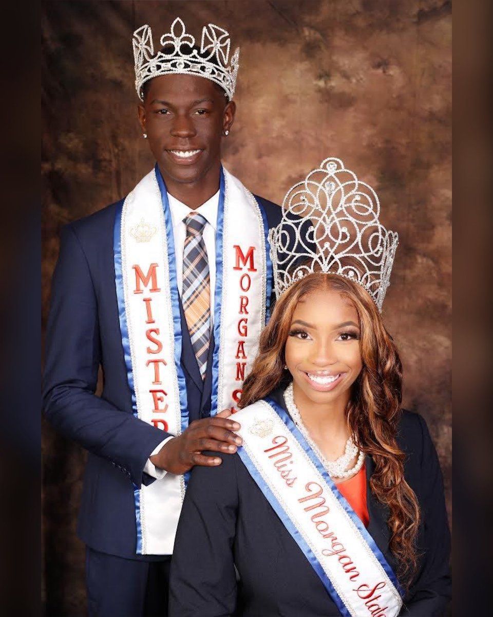 MSUOSL's tweet image. Go hard or go home they say so we are kicking off our first #MorganParaFriday of the semester with the official photo of your King &amp;amp; Queen, Mister &amp;amp; Miss Morgan State University!! 

Show your Bear Pride! 🧡💙 Post a photo in your Morgan Para, tag us and be sure to use the hashtag