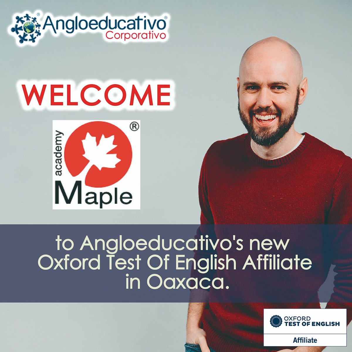 Angloeducativo's tweet photo. Es un gusto para #Angloeducativo  dar la bienvenida a Maple Academy como nuevo afiliado en Oaxaca de Juárez.
#Oxfordtestofenglish 
#AcademiaMaple
#Oaxaca https://t.co/XFowveolPS