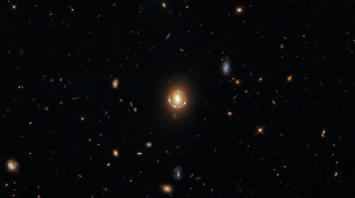 How many galaxies do you think are in this image?

Looks can be deceiving 😲

Only two galaxies and one quasar appear in the center of this #HubbleFriday view, but gravitational lensing caused the fabric of space to warp. Find out how: go.nasa.gov/3ktzPRE