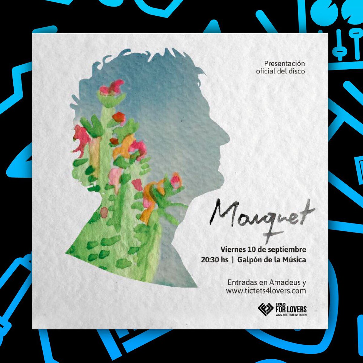 Viernes 10 de septiembre presentación oficial en vivo del primer disco de MARQUET 🎶⁣⁣
⁣
📍 Galpón de la música, Rosario.⁣⁣
⁣⁣⁣⁣
Adquirí tu entrada a través de tickets4lovers.com e ingresa de forma rápida y sencilla con tu entrada digital.