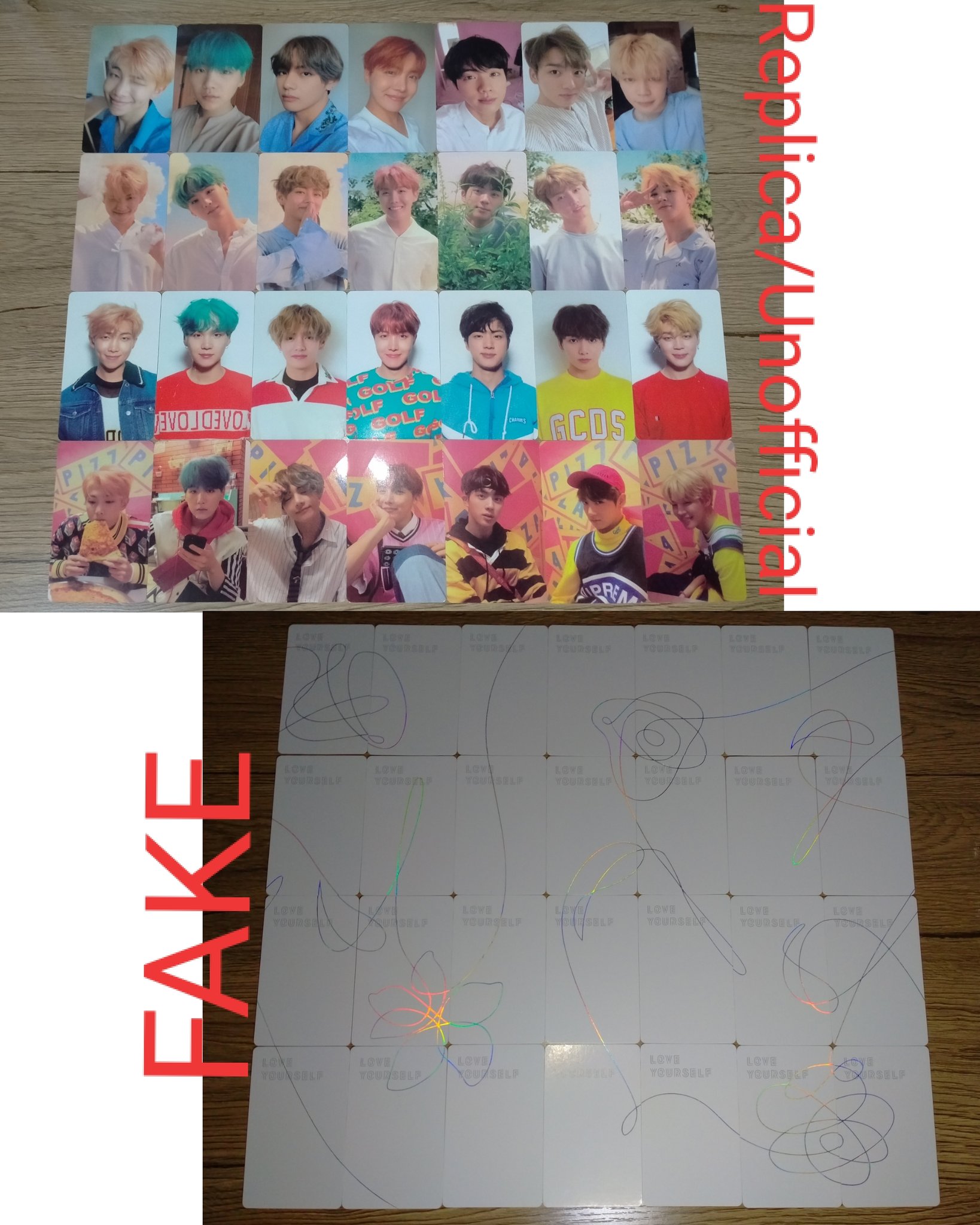 Say goodbye to these fakes! #Kpop #photocards #fake #real #bts